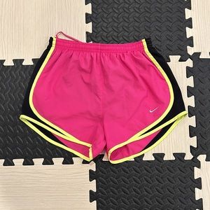 Nike dry, fit size small shorts in color pink, yellow and black